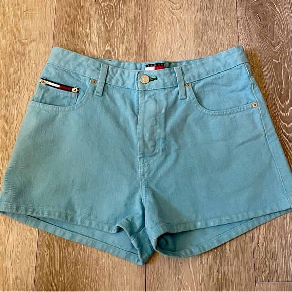 Vintage Tommy Hilfiger Veronica Baby Blue Denim Jean Shorts Button Fly Size 30 - Picture 2 of 9
